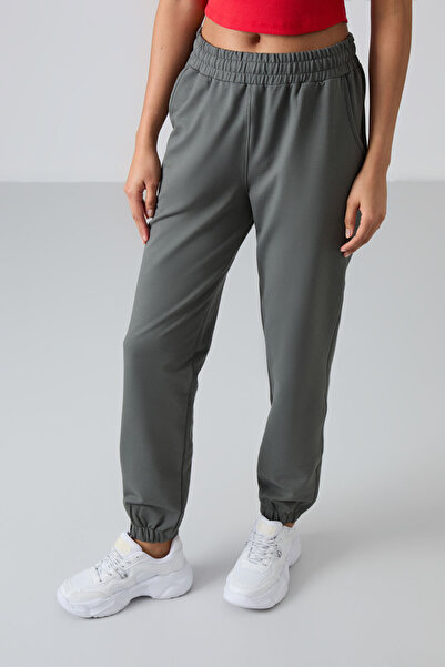 TOMMY LIFE Çağla με τσέπες ψηλόμεσο άνετο γυναικείο πάτο φόρμας από καουτσούκ - 94583