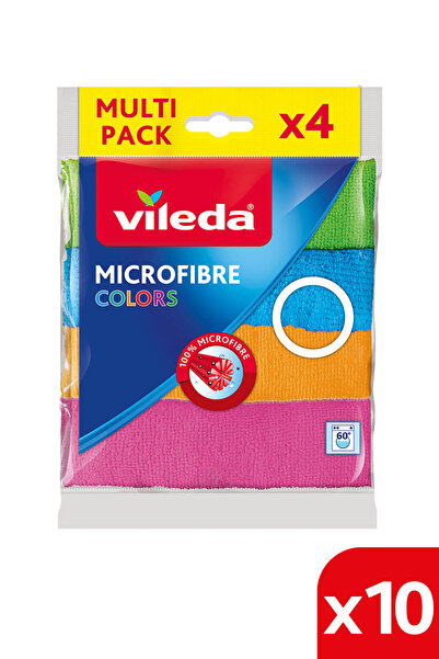 Vileda 10 Pack of 4 100% Microfiber Colors Cleaning Cloth