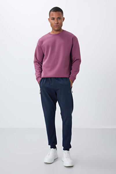 TOMMY LIFE Ανδρικό παντελόνι Jogger Indigo με φερμουάρ και τσέπες, Standard Fit - 84651