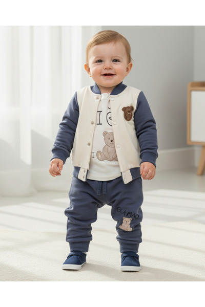 voyyo kids baby بدلة موسمية للأطفال الأولاد مكونة من 3 قطع |   بدلة معطف جامع...