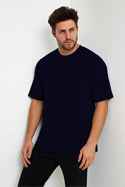 COMBİNE MİCHAİL Thick Fabric Oversize Men's T-shirt - Crew Neck