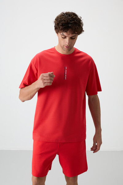 AIR JONES Ανδρικό μπλουζάκι με στάμπα Fiesta Cotton Thick Surface Texture Oversize Fit - 88368