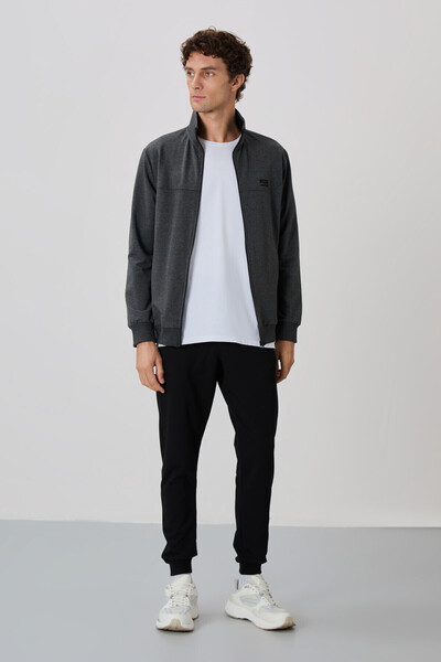 AIR JONES Anton Anthracite Melange - Black Jogger Sweatpants Set - 85178