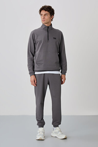 AIR JONES بدلة رياضية من هيربيرت باللون الرمادي الداكن وياقة واقفة - 85233