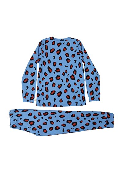 Milk & Muffin Mavi Zemin Desenli Organik Pijama Takımı