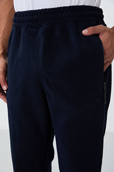 TOMMY LIFE Ανδρικό σετ φόρμας Fleece Navy Blue Stand γιακάς και τσέπη με φερμουάρ - 85193