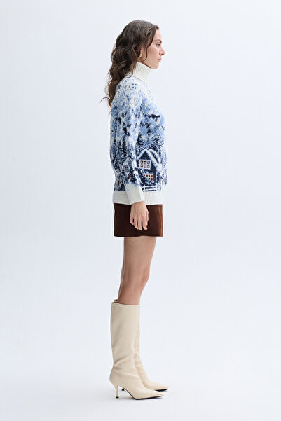 Mudo Loose Fit Jacquard Fishneck Sweater