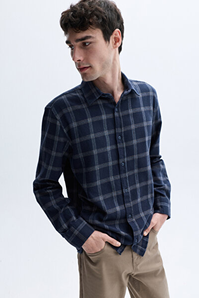 Mudo Regular Fit Plaid Shirt with Long Sleeves