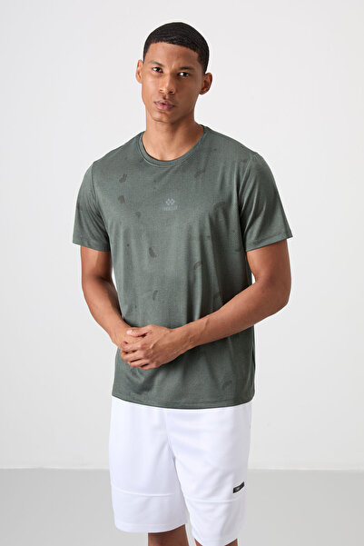 TOMMY LIFE Ανδρικό μπλουζάκι από χακί αναπνεύσιμο ζακάρ λεπτό ελαστικό τυπικό...