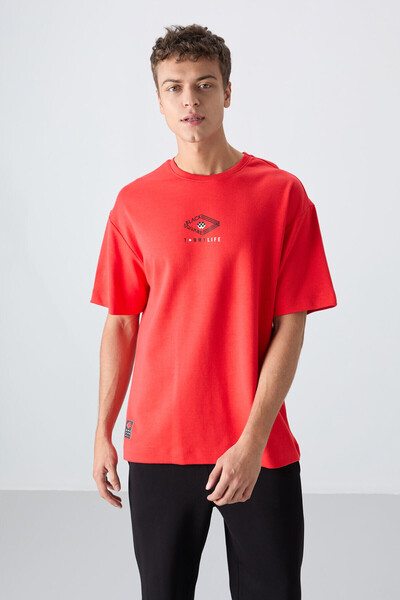 TOMMY LIFE Ανδρικό μπλουζάκι με στάμπα Fiesta Cotton Thick Soft Texture Overs...