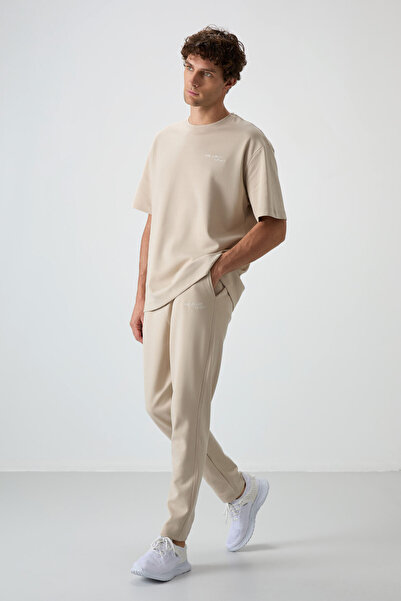 AIR JONES Beige Thick Soft Oversize Fit Men's Tracksuit Suit 85252