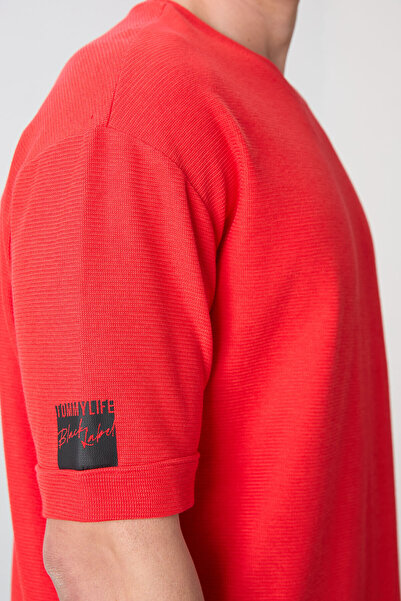 TOMMY LIFE Fiesta Cotton Thick Surface Textured Oversize Fit Basic Men's T-Shirt - 88339