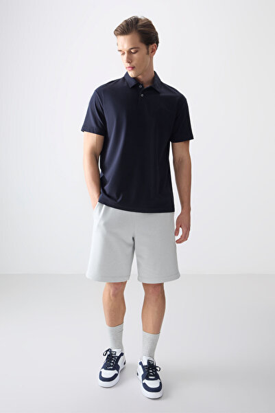 AIR JONES Μπλουζάκι ανδρικό μπλουζάκι με χοντρή απαλή υφή από βαμβακερό μπλουζάκι Polo Neck Oversize Fit Basic - 88381