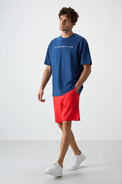 AIR JONES Ανδρικό μπλουζάκι με στάμπα μεγάλου μεγέθους με υφή από βαμβακερή χοντρή επιφάνεια - 88371