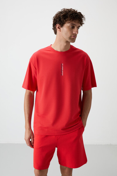 AIR JONES Ανδρικό μπλουζάκι με στάμπα Fiesta Cotton Thick Surface Texture Oversize Fit - 88368