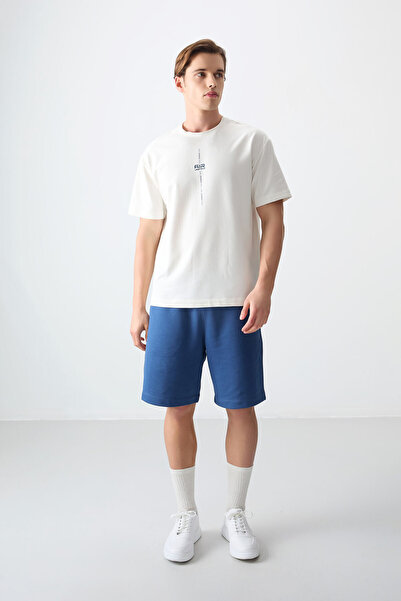 AIR JONES Ecru Cotton Thick Soft Textured Oversize Fit Printed Men's T-Shirt - 88373