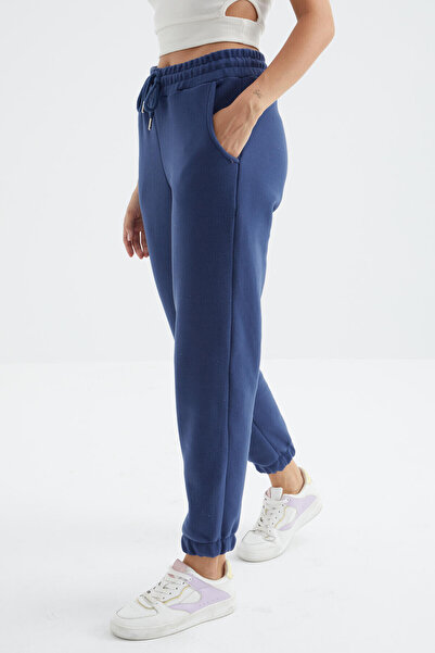TOMMY LIFE Ψηλόμεσο Indigo Jogger Fleece Γυναικείο Φούτερ - Lace Up - 94622