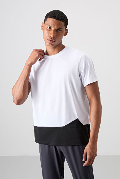 TOMMY LIFE Λευκό αναπνεύσιμο ανδρικό μπλουζάκι με λεπτή ελαστική τυπική εφαρμογή - 88383