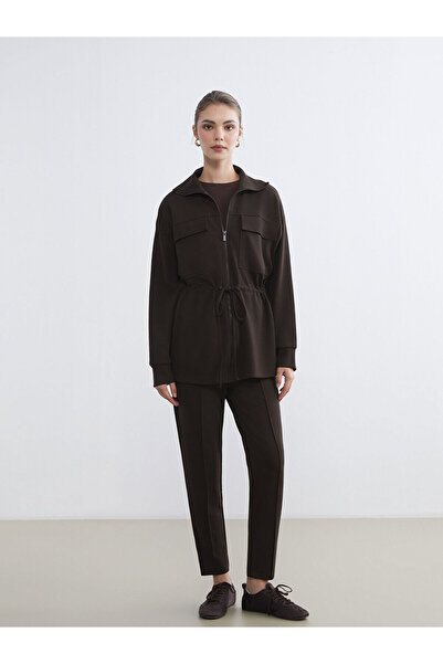 LC Waikiki Vizyon New Season Stand Collar Oversize Women's Zippered Sweatshirt