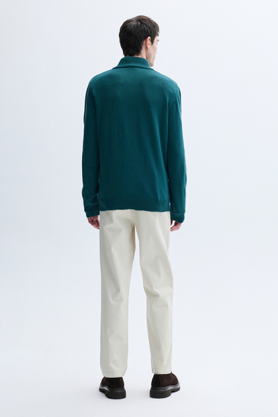 Mudo Zipped Standing Collar Knitwear Sweater