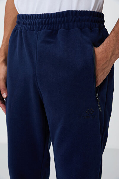 TOMMY LIFE Ανδρικές φόρμες Fleece Σετ Indigo - Stand γιακά, Τσέπη με φερμουάρ, Standard Fit - 85193
