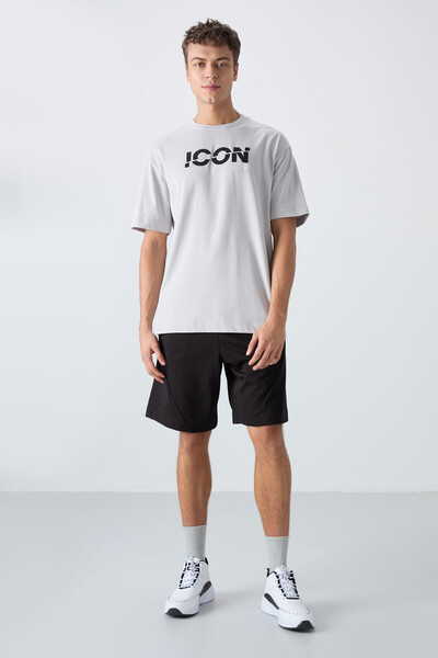 TOMMY LIFE Ανδρικό μπλουζάκι από πέτρινο βαμβακερό χοντρό μαλακό ανάγλυφο τυπωμένο μπλουζάκι - 88331