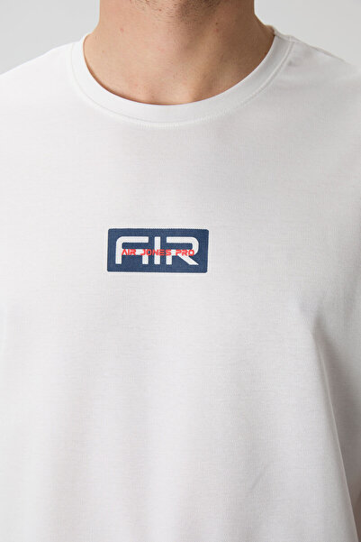 AIR JONES Ecru Cotton Thick Surface Textured Oversize Fit Printed Men's T-Shirt - 88367