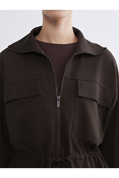 LC Waikiki Vizyon New Season Stand Collar Oversize Women's Zippered Sweatshirt