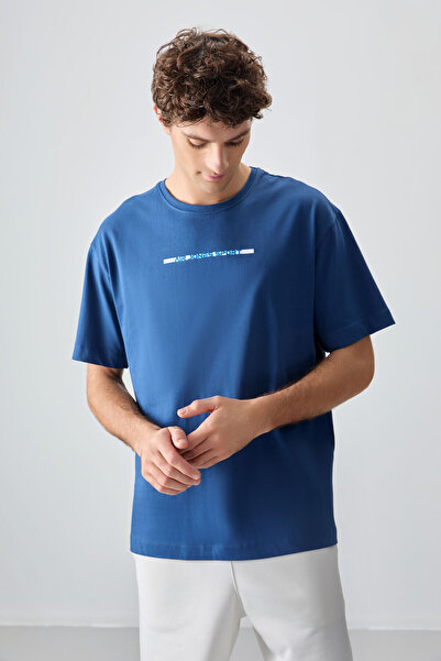 AIR JONES Ανδρικό μπλουζάκι με στάμπα 100% βαμβακερό πάχος μαλακής υφής Oversize Fit - 88358