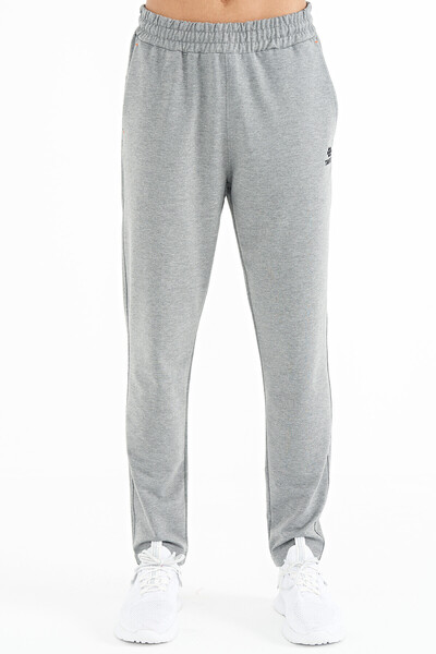 TOMMY LIFE بدلة رياضية للرجال بشعار ميلانج رمادي مطرزة بتفاصيل قياسية مع جيوب...