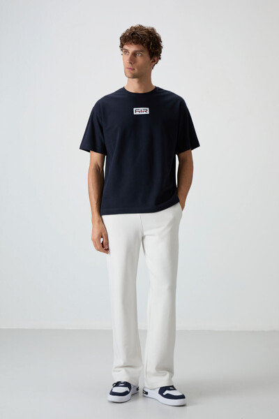 AIR JONES Ανδρικό μπλουζάκι με στάμπα σε μπλε βαμβακερή υφή με χοντρή επιφάνεια - 88367