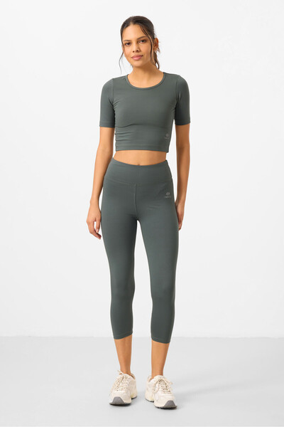 TOMMY LIFE Çağla High Waist Capri-Crop T-Shirt Slim Fit Women's Leggings Set - 95285