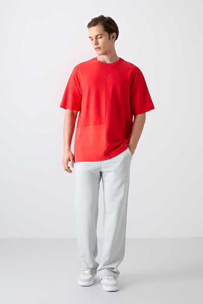 TOMMY LIFE Fiesta Cotton Thick Surface Textured Oversize Fit Basic Men's T-Shirt - 88337