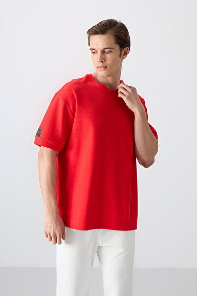 TOMMY LIFE Fiesta Cotton Thick Surface Textured Oversize Fit Basic Men's T-Shirt - 88339