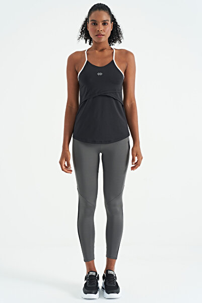 TOMMY LIFE Black Back Cross Strap Detailed Standard Mold Women's Sports Athlete - 97261