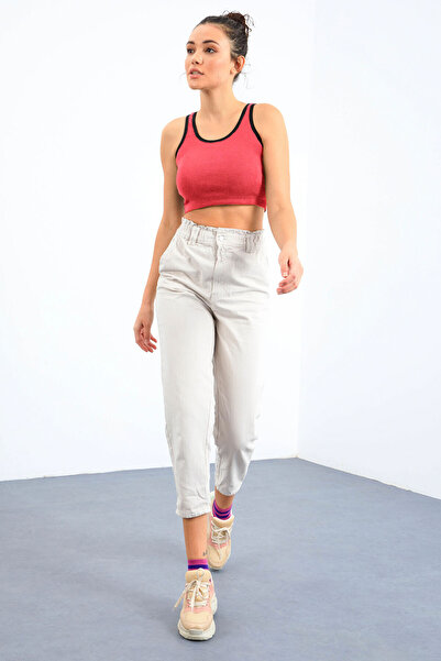 TOMMY LIFE Fuchsia Basic Zero Sleeve Skinny Fit U Collar Women's Crop Top Undershirt - 97162