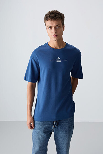 TOMMY LIFE Parlament Cotton Thick Soft Textured Oversize Fit Printed Men's T-...