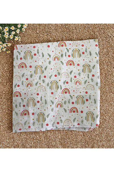 Sunshinebaby قماطات أطفال ناعمة من القطن الموسلين بنسبة 100% بنقشة قوس قزح مك...