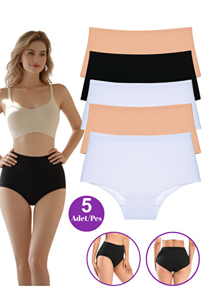 ROSEPERİ Women's Panties High Waist 5-Pack Stretch Fabric Cotton Shaping / Sculpting Comfortable Colorful