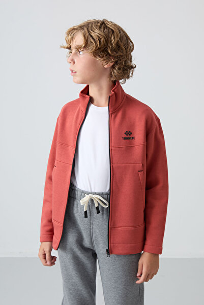 TOMMY LIFE Hanorac brodat pentru băieți - bumbac gresie, groasă în interior, textura moale, potrivire standard - 11245