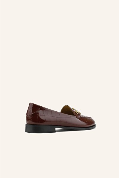 MARCATELLI Bordo Kroko 46 Hakiki Deri Loafer