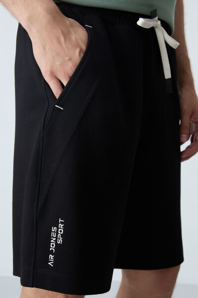 AIR JONES Black Cotton Basic Men's Shorts - Thick Soft and Standard Fit - 81278