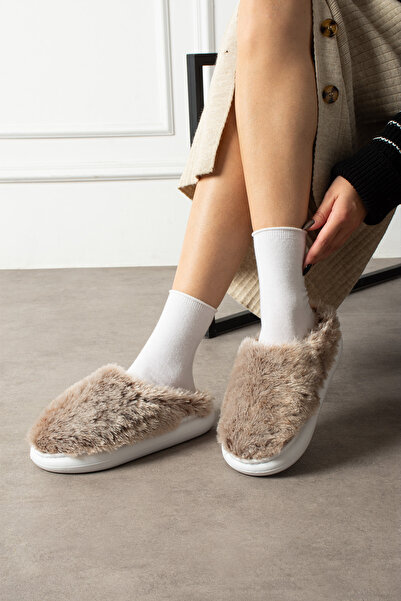 Moda Devrin Brown Plush Eva Sole Slippers