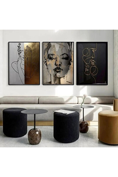 KOLAJTASARIM Set de picturi cu rame metalice triple, inspirat de poezia portr...