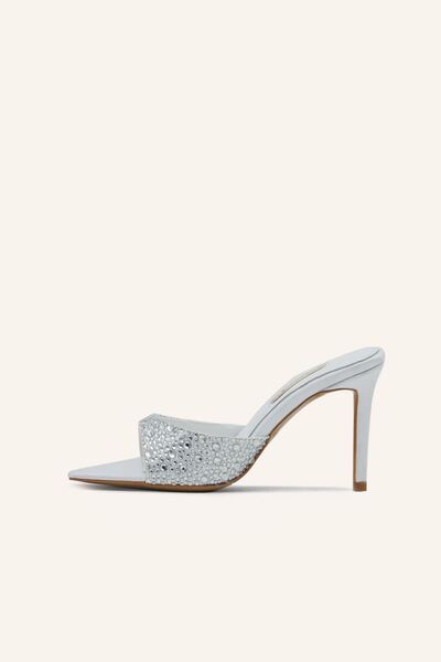 MARCATELLI Beyaz Saten Lenora Topuklu Terlik