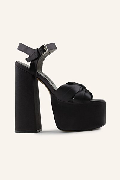 MARCATELLI Siyah Saten Adel Yüksek Platformlu Ayakkabı