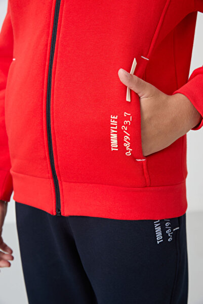 TOMMY LIFE Fiesta-Lacivert Pamuklu Kalın İçi Tüylü Standart Fit Nakışlı Erkek Çocuk Eşofman Takım - 11240