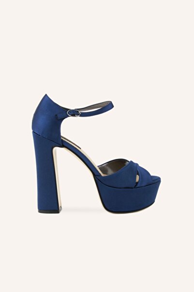 MARCATELLI Lacivert Saten Le Marais Platform Topuklu Sandalet