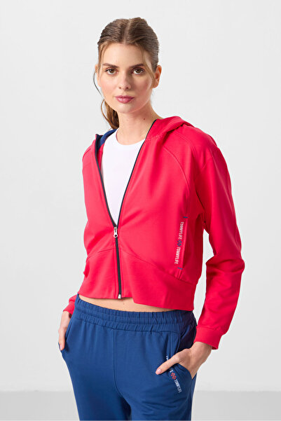 TOMMY LIFE Red Parliament Door Zippered Oversize Women's Tracksuit Suit 95328