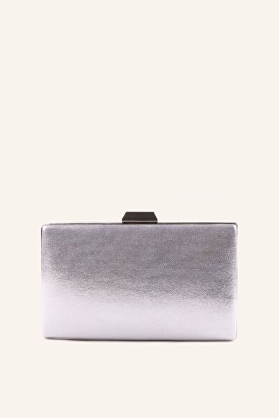 MARCATELLI Gümüş Sıvama Kare Düz Abiye Çanta